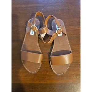 Steve Madden Zone Ankle Strap Sandals - Cognac Brown, Size 5.5 New